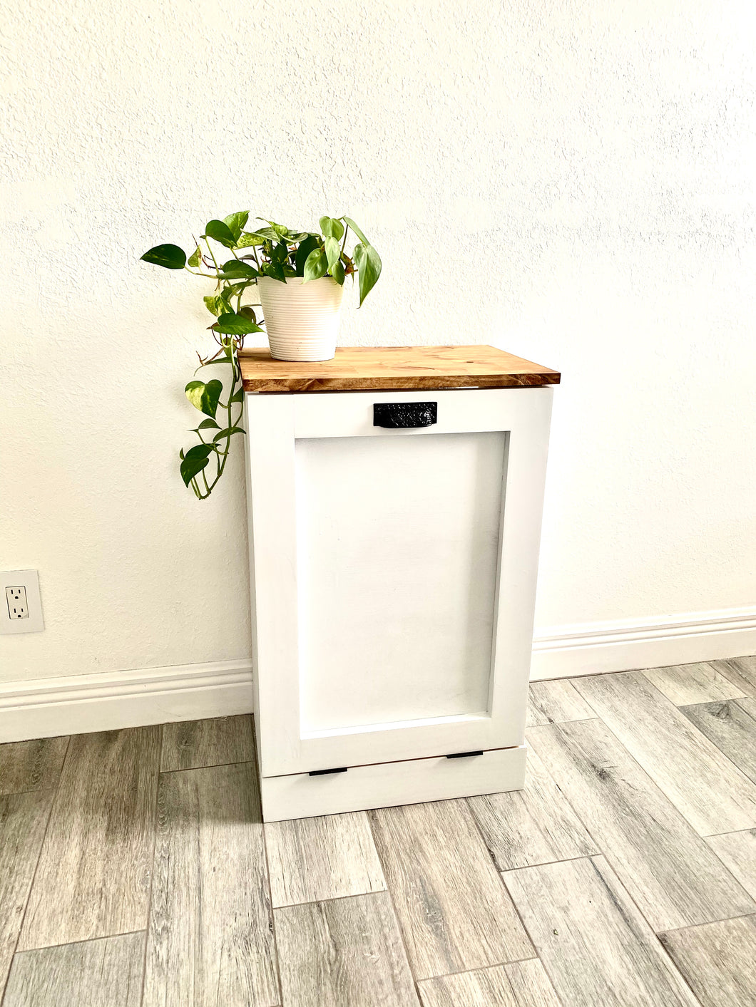 Single Trash Bin Cabinet, Tilt Out Doors, Wood Trash Recycle Bin, Laundry Hamper