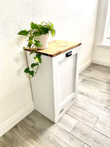 Single Trash Bin Cabinet, Tilt Out Doors, Wood Trash Recycle Bin, Laundry Hamper
