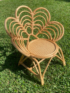 Rattan Kid's Chair, Kid's Flower Rattan Accent Chair, Handmade Rattan Toddler Chair