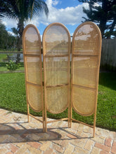 Load image into Gallery viewer, Natural Rattan Cane 3 Panel Folding Screen