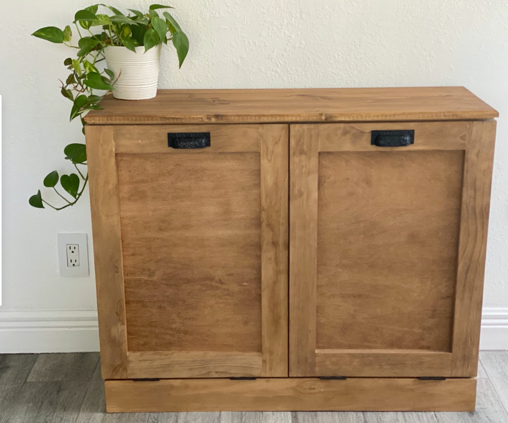 Trash Bin Cabinet with Shelf and Drawer, Trash Can Cabinet, Tilt Out D –  thefurniturefarm